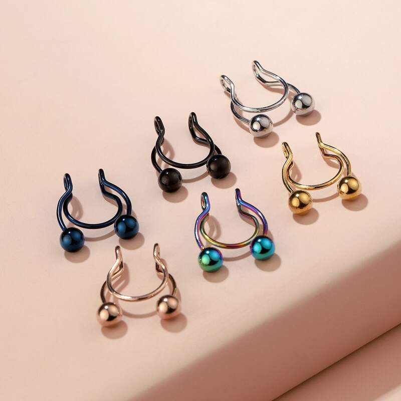 

6pcs Nose Ring, Multicolor