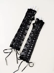 Găng tay ren rỗng thanh lịch 1 đôi cho cánh tay dành cho phụ nữ Halloween Găng tay mùa đông sy2k Ngày lễ tình nhân Ngày lễ tình nhân - màu đen - Xem 2