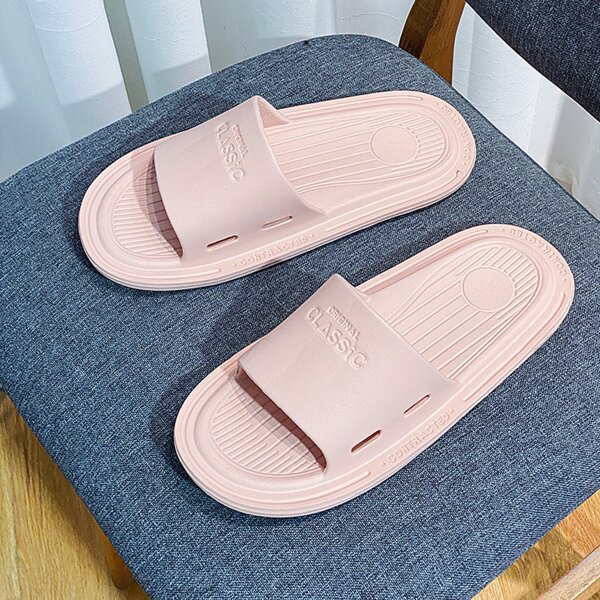 

Letter Embossed Open Toe Slides, Baby pink