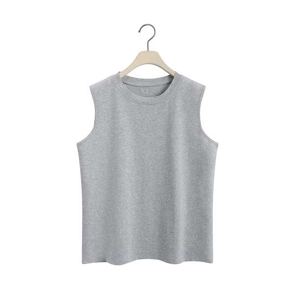 

Solid Crew Neck Tank Top, Grey