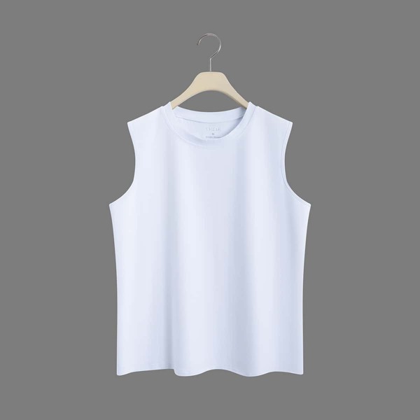

Solid Crew Neck Tank Top, White