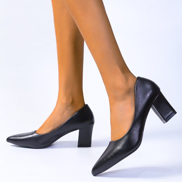 

Minimalist Chunky Heeled Courts, Black
