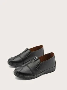Stitch Detail Loafers - Black - View 2