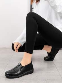 Stitch Detail Loafers - Black - View 3