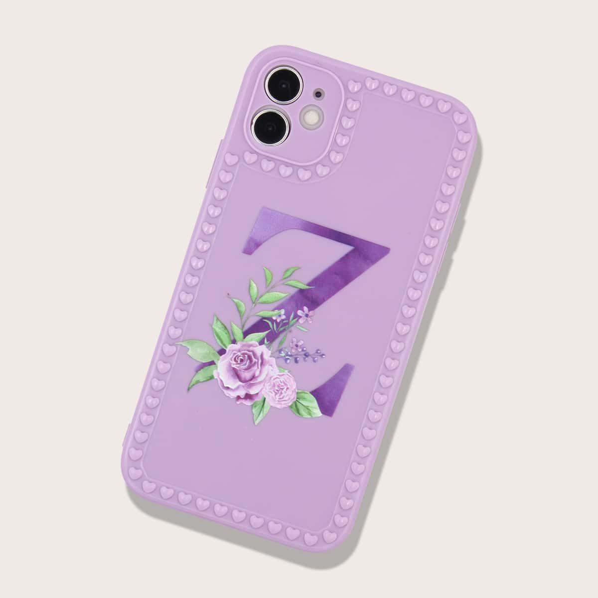 

Letter & Floral Phone Case, Purple