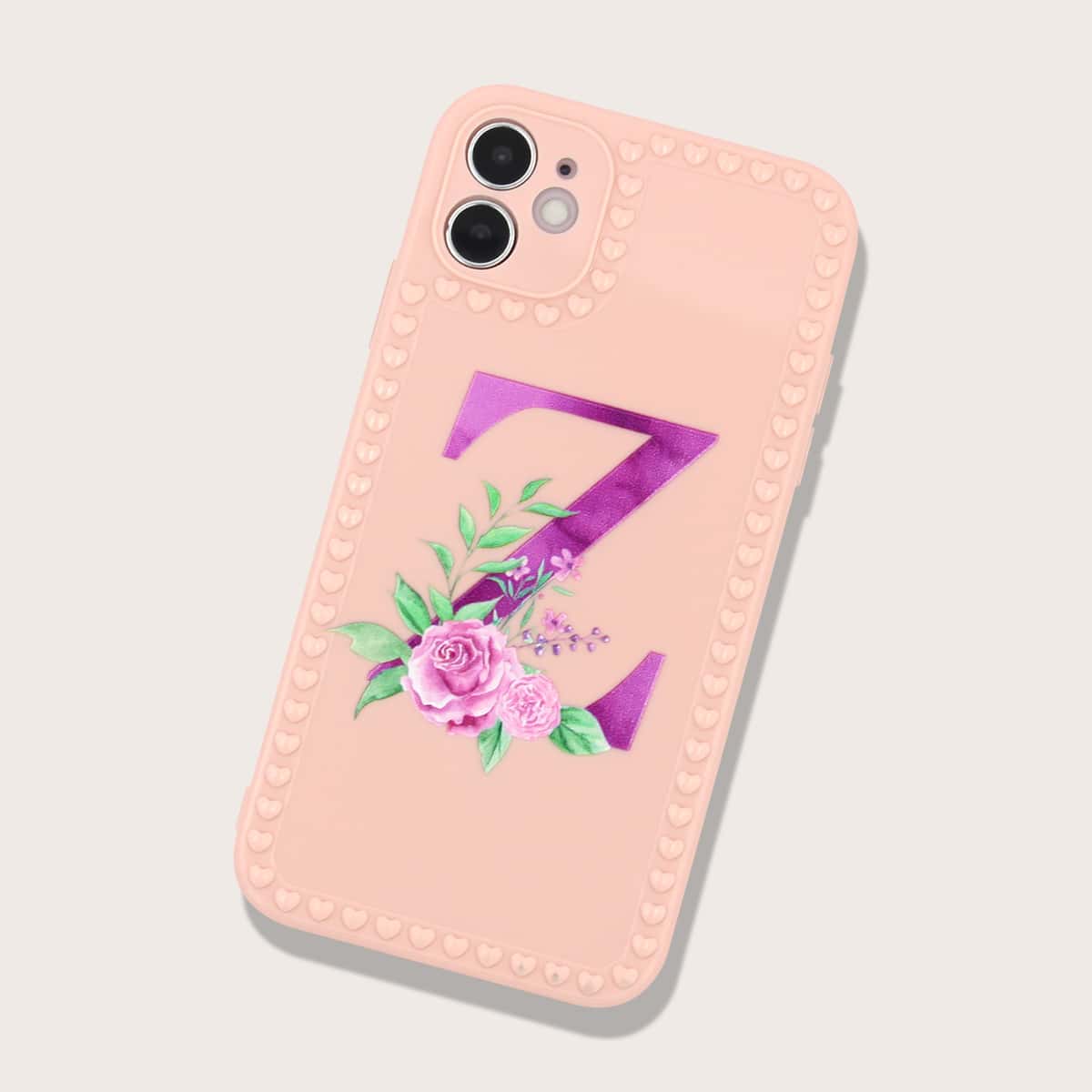 

Letter & Floral Phone Case, Pink