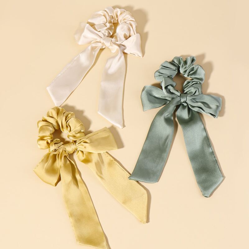 

3pcs Solid Hair Tie, Multicolor
