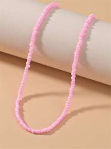 1pc Beaded Necklace - Pink - View 2