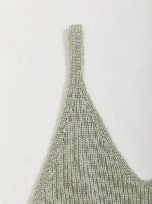 SHEIN Unity 素色短版羅紋針織上衣 - 薄荷綠 - 查看 3