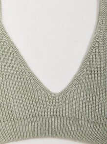 SHEIN Unity 素色短版羅紋針織上衣 - 薄荷綠 - 查看 4