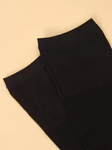 5pairs Solid Crew Socks, Fall - Black - View 3