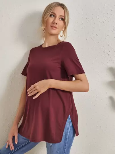 SHEIN Maternity Split Side Solid Tee