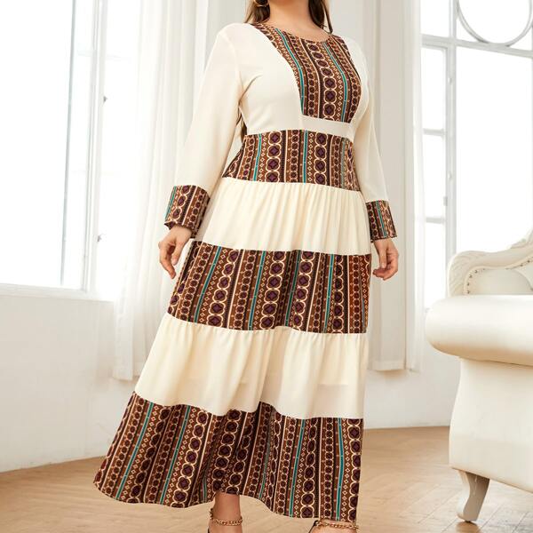 

Plus Cut And Sew A-line Dress, Multicolor