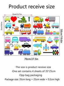 Pegatina de pared con estampado de coche para niños, pegatinas, vinilos decorativos para la decoración del hogar, artículos de decoración de primavera para renovar tu hogar, pegatinas de decoración de ramas - Multicolor - Ver 4