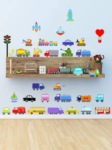 Pegatina de pared con estampado de coche para niños, pegatinas, vinilos decorativos para la decoración del hogar, artículos de decoración de primavera para renovar tu hogar, pegatinas de decoración de ramas - Multicolor - Ver 7