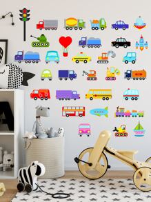 Pegatina de pared con estampado de coche para niños, pegatinas, vinilos decorativos para la decoración del hogar, artículos de decoración de primavera para renovar tu hogar, pegatinas de decoración de ramas - Multicolor - Ver 8