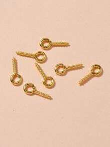 1盒鐵螺絲眼銷釘固定環適用於半鑽珠珠寶DIY配件 - 金黃色 - 查看 2