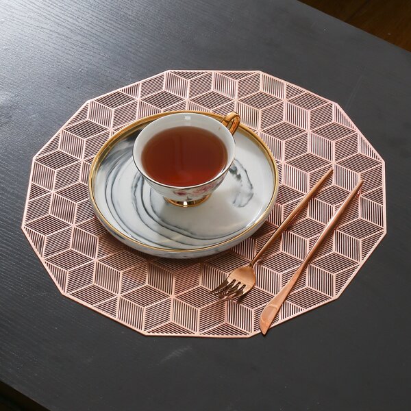 

1pc Geometric Non-slip Placemat, Rose gold