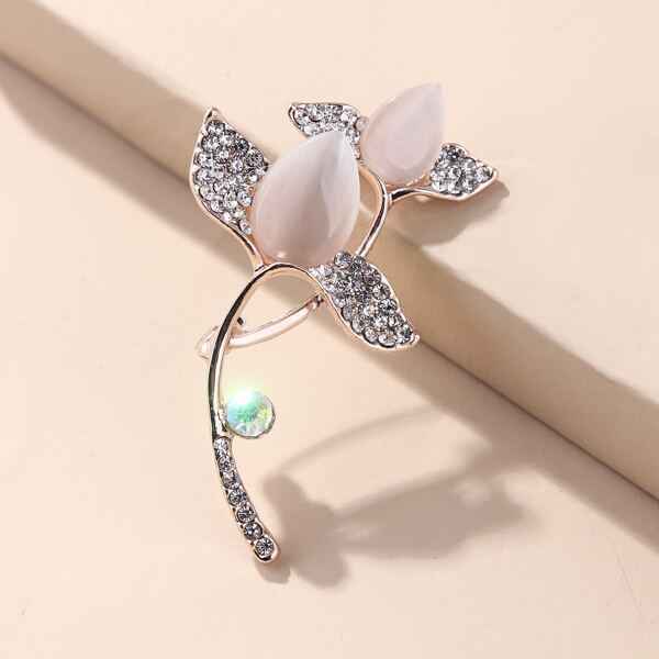 

1pc Flower Decor Brooch, Rose gold