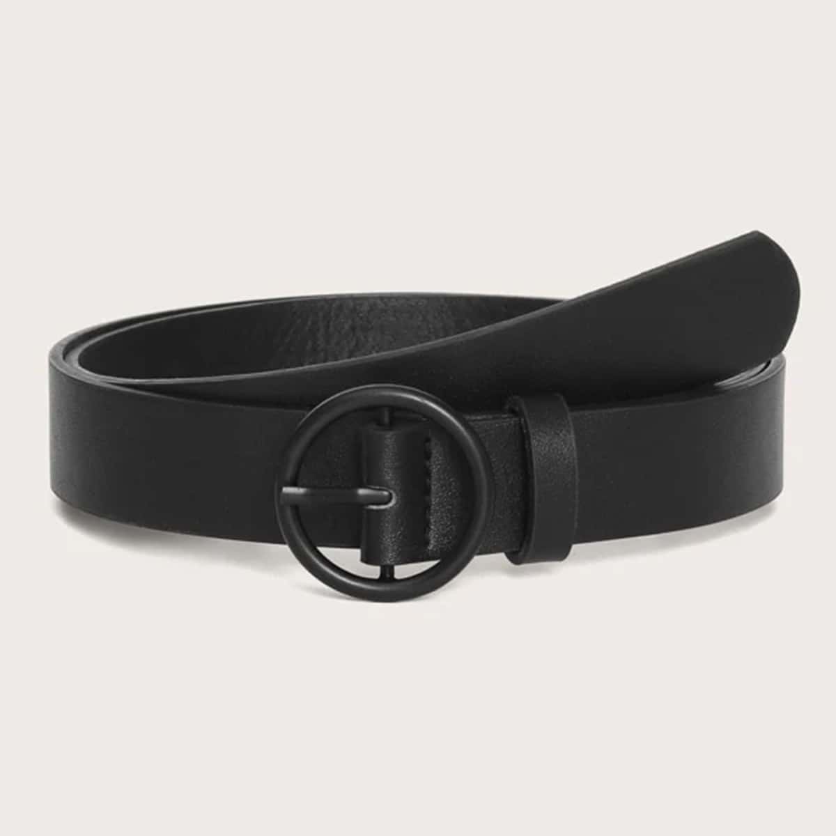 

Round Buckle Belt, Black