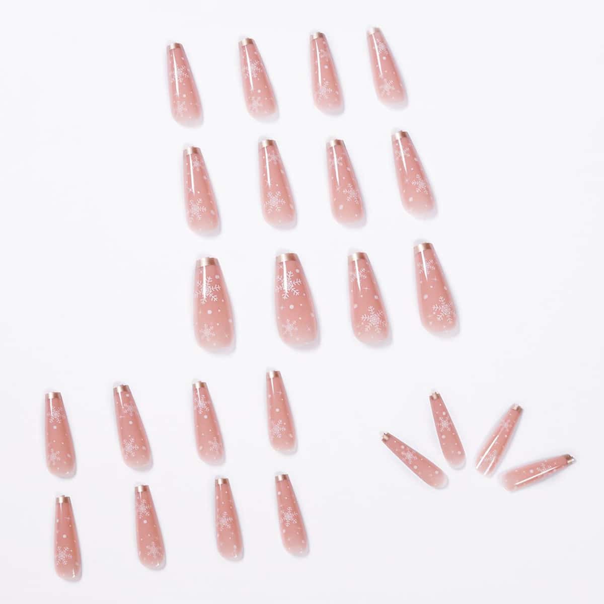 

24pcs Snowflake Fake Nail, Baby pink