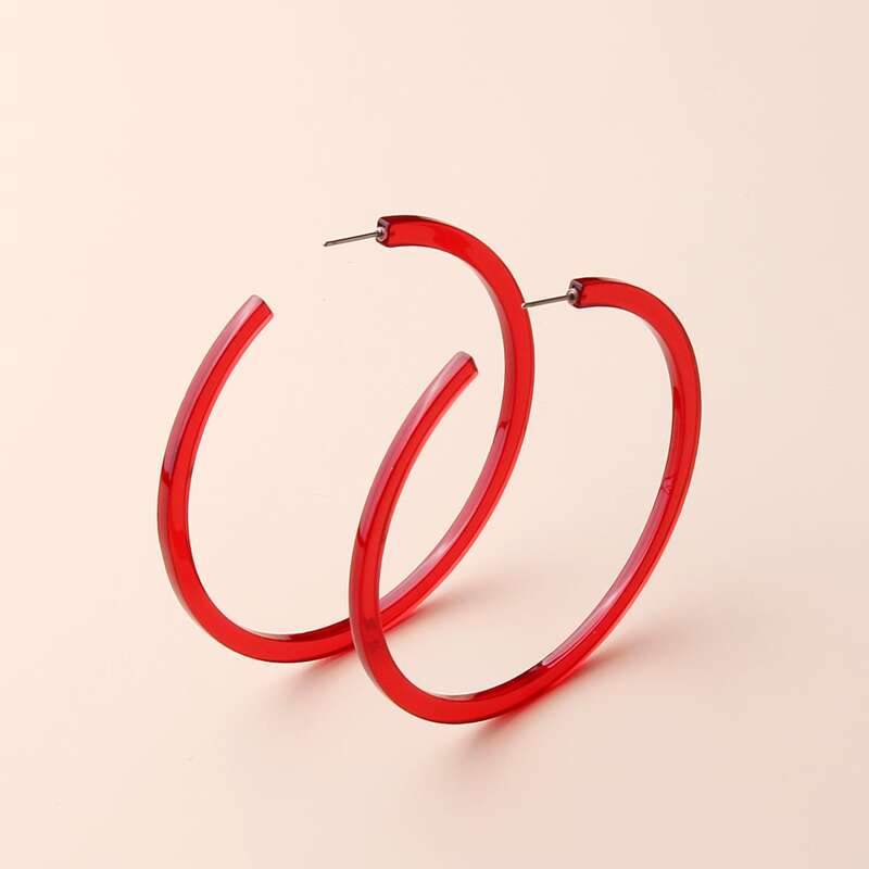 

Clear Hoop Earrings, Red