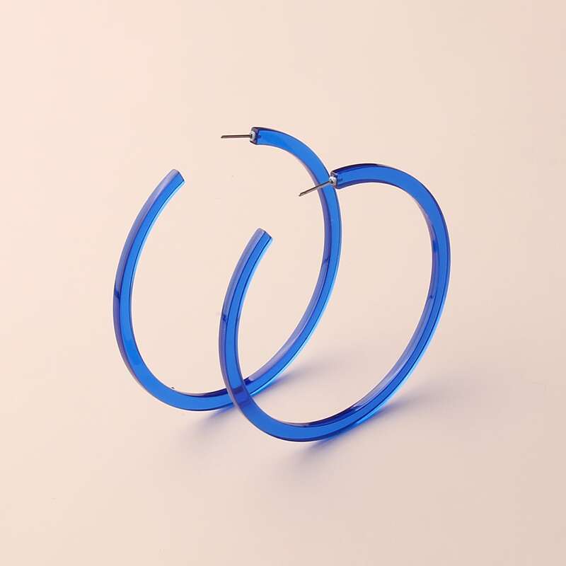 

Clear Hoop Earrings, Royal blue