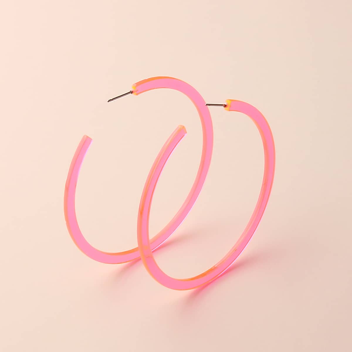 

Clear Hoop Earrings, Hot pink