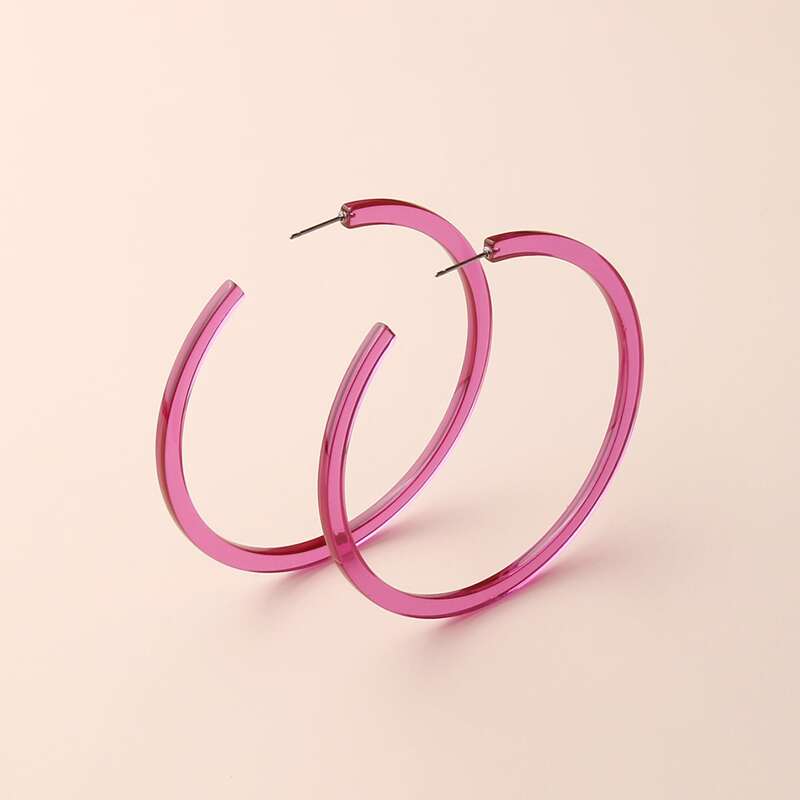 

Clear Hoop Earrings, Red violet