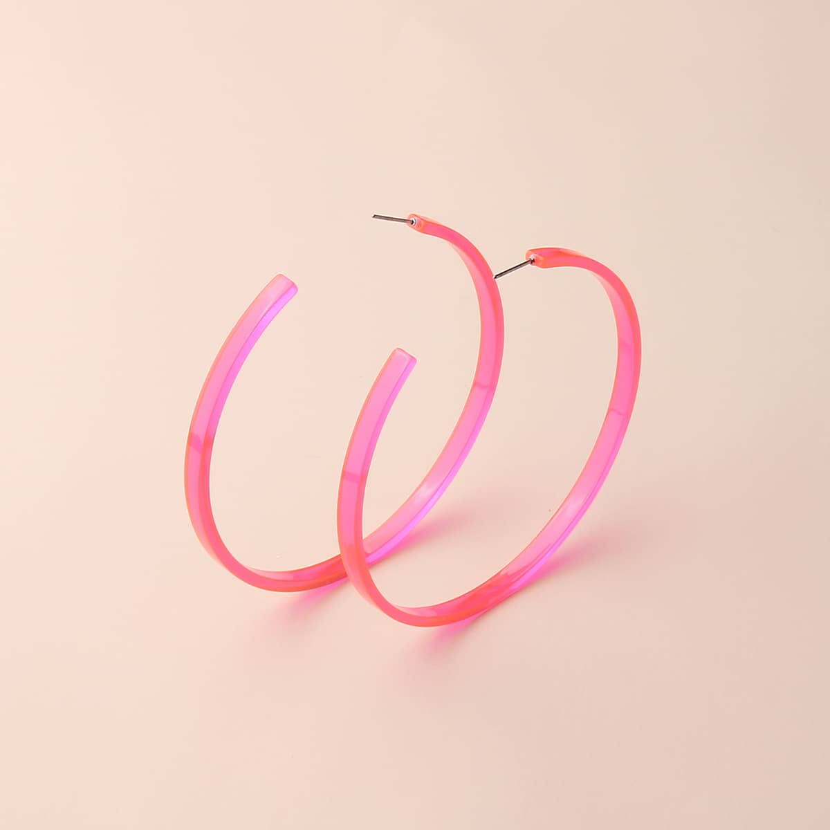 

Clear Hoop Earrings, Hot pink