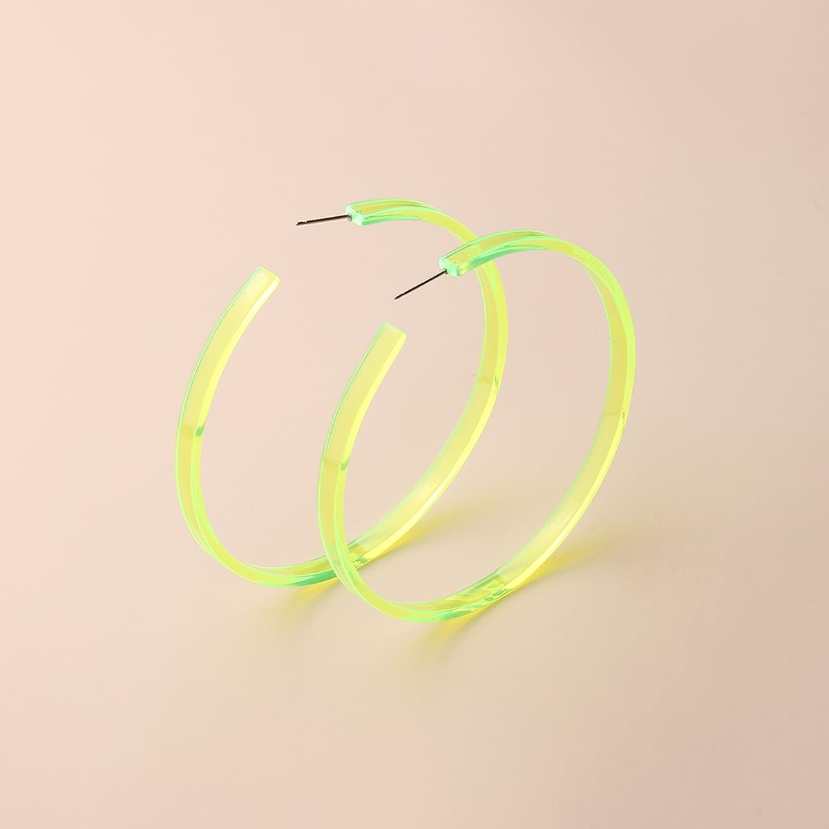 

Clear Hoop Earrings, Green neon