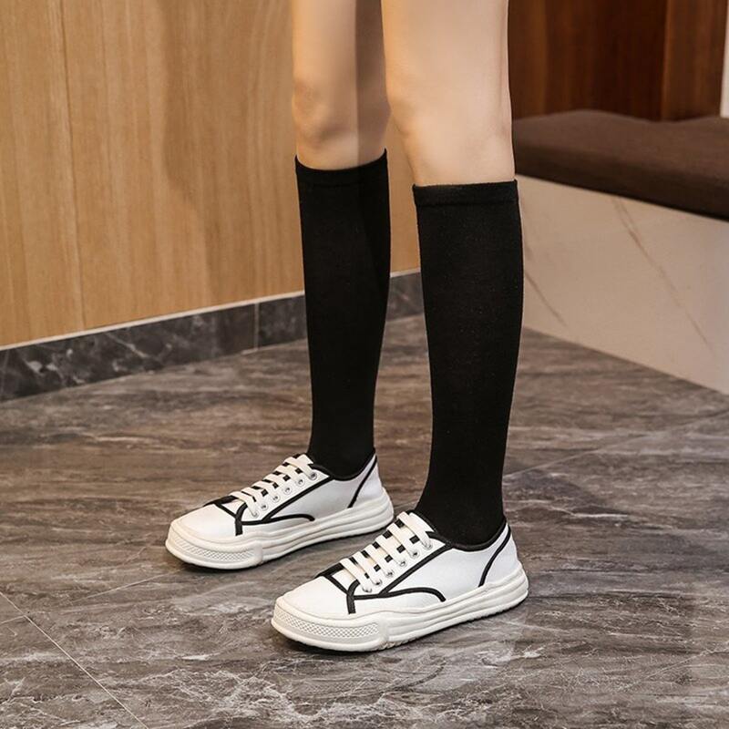 

Contrast Binding Lace-up Canvas Sneakers, White