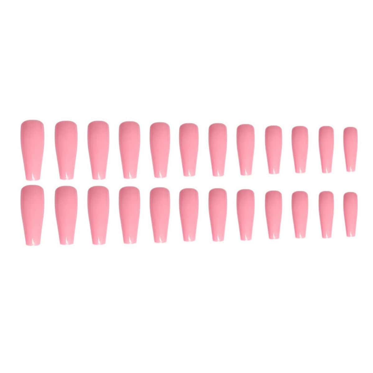 

24pcs Solid Fake Nail, Baby pink