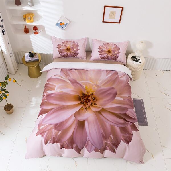 

Flower Print Duvet Cover Set Without Filler, Multicolor