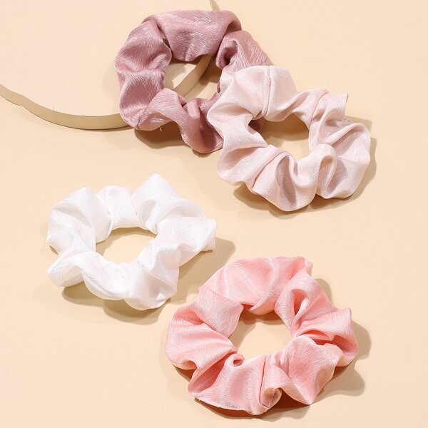 

4pcs Simple Solid Scrunchie, Multicolor