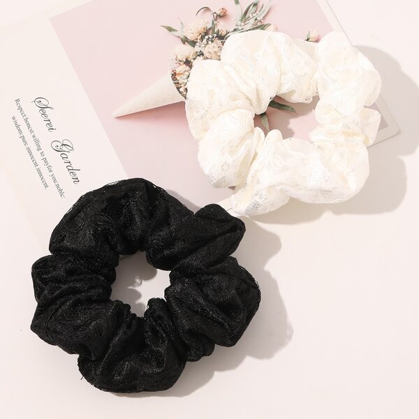 

2pcs Simple Lace Scrunchie, Multicolor