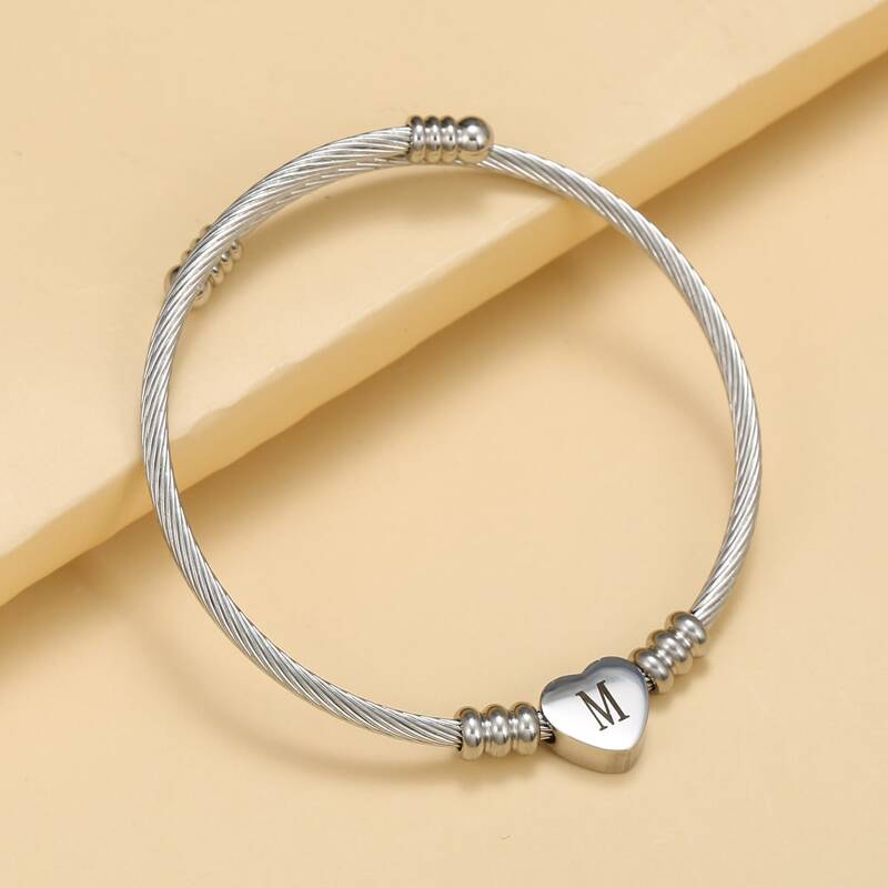

Guys Heart Decor Bangle, Silver