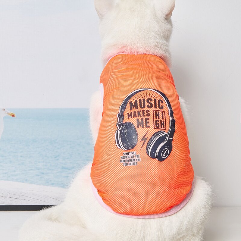

Headphone Print Pet Tank, Orange