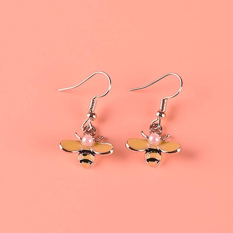 

1pair Bee Drop Earrings, Gold