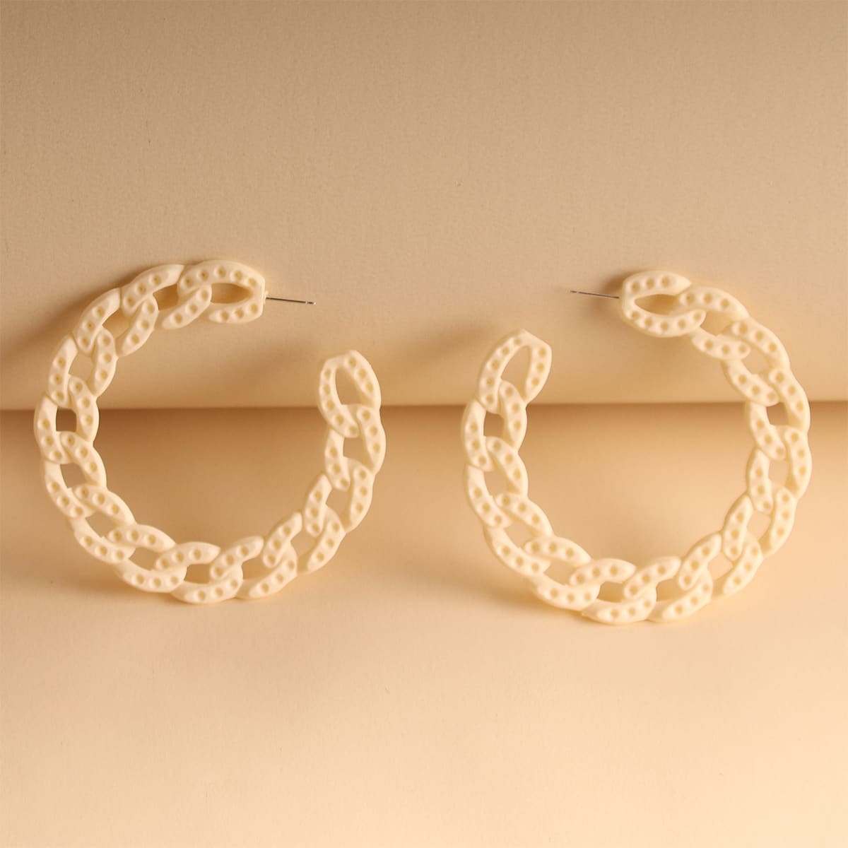 

Chain Hoop Earrings, Beige