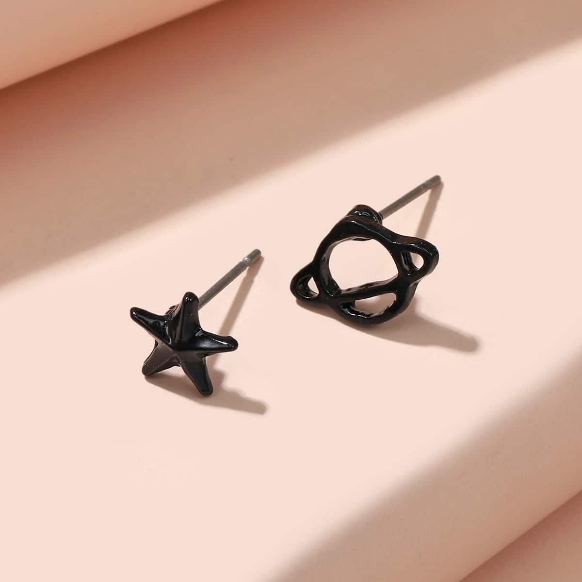 

Planet & Star Stud Earrings, Black