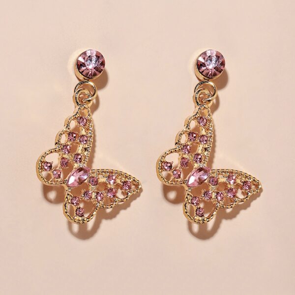 

Rhinestone Butterfly Drop Earrings, Multicolor