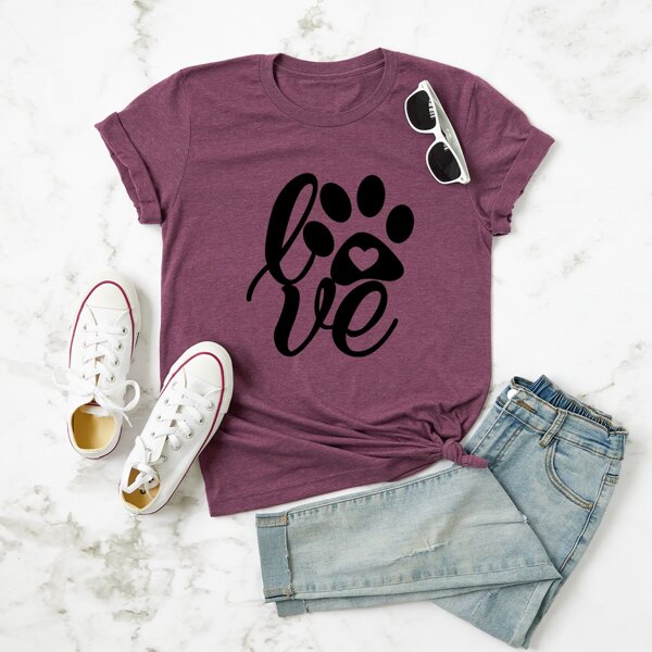 

Plus Letter And Graphic Print Tee, Purple