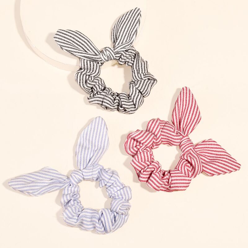 

3pcs Striped Hair Tie, Multicolor