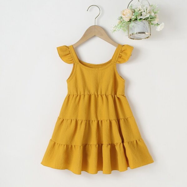 

Toddler Girls Ruffle Trim Solid Cami Dress, Yellow