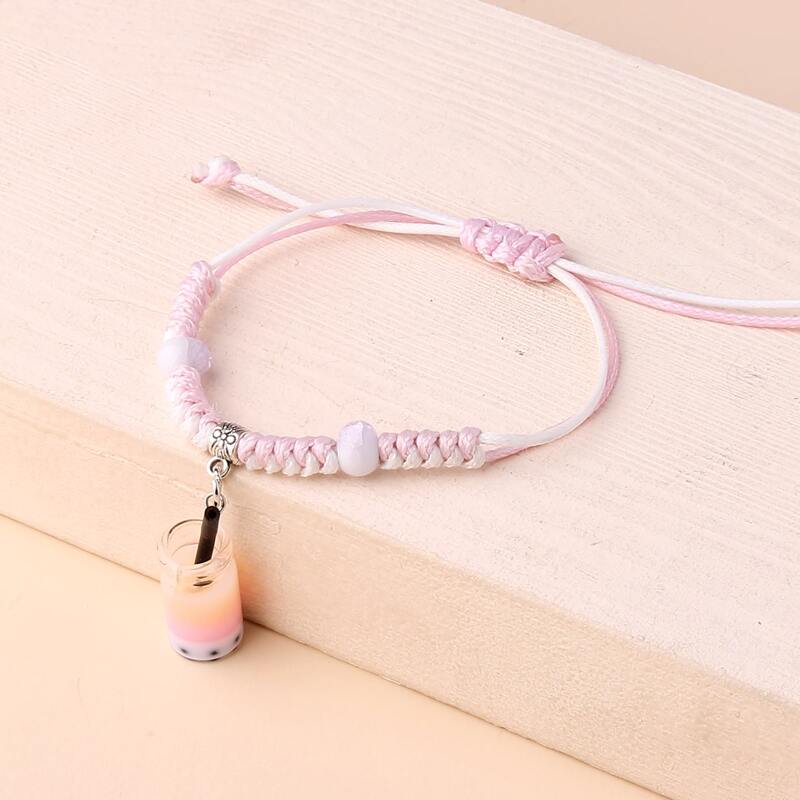 

1pc Cup Drop Braid Bracelet, Pink