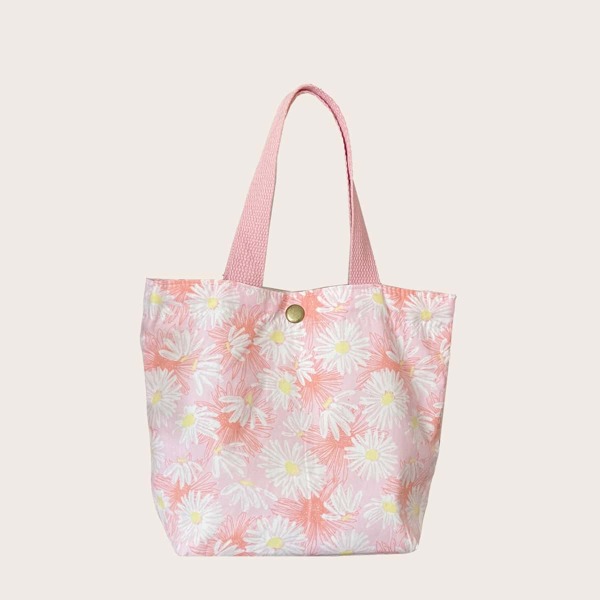 

Floral Graphic Satchel Bag, Baby pink