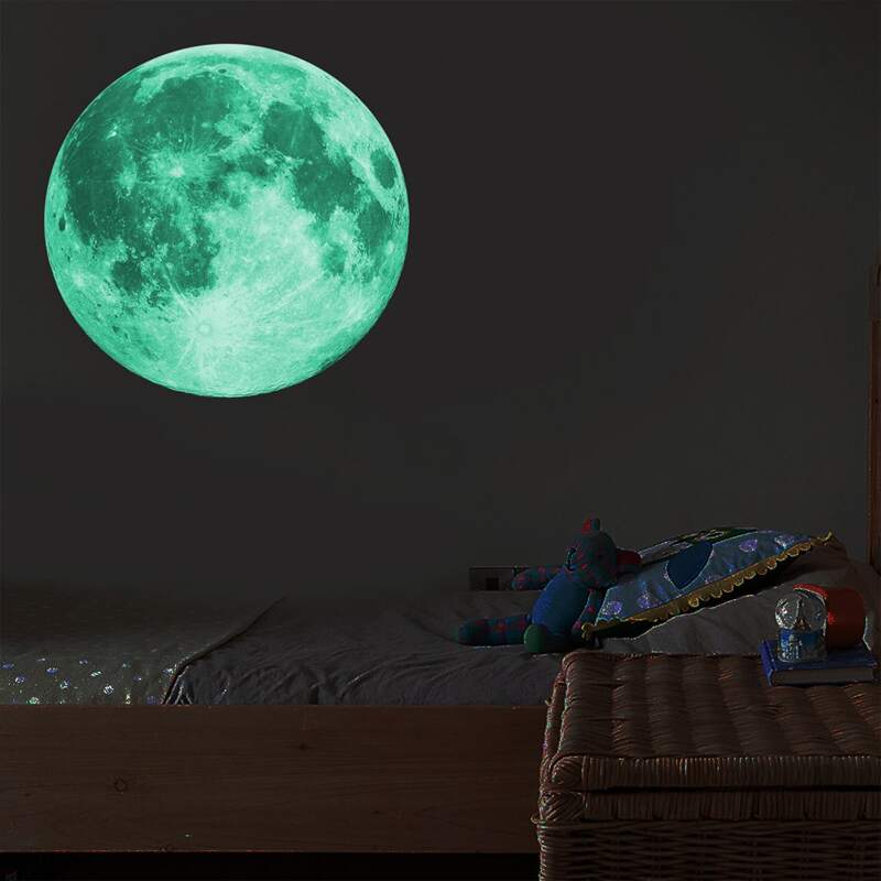 

1pc Round Luminous Moon Sticker, Multicolor