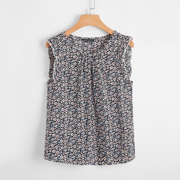 

Frill Detail Ditsy Floral Top, Multicolor