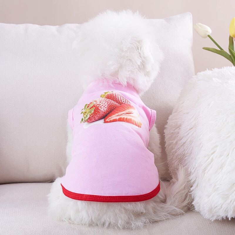 

Strawberry Print Pet Tank, Pink